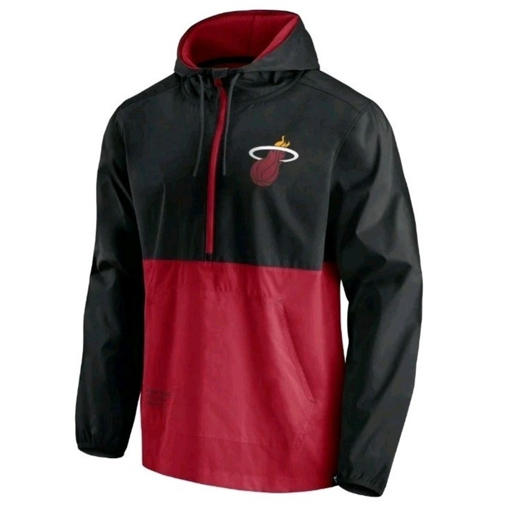 Fanatics Miami Heat Anorak Block Party Windbreaker Half-Zip Black Mens Large